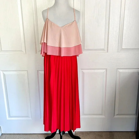 ASOS Maternity | Dresses | Nwt Asos Tiered Pink Ombr Maxi Midi Pleated Dress  Womens 6 Maternity | Poshmark